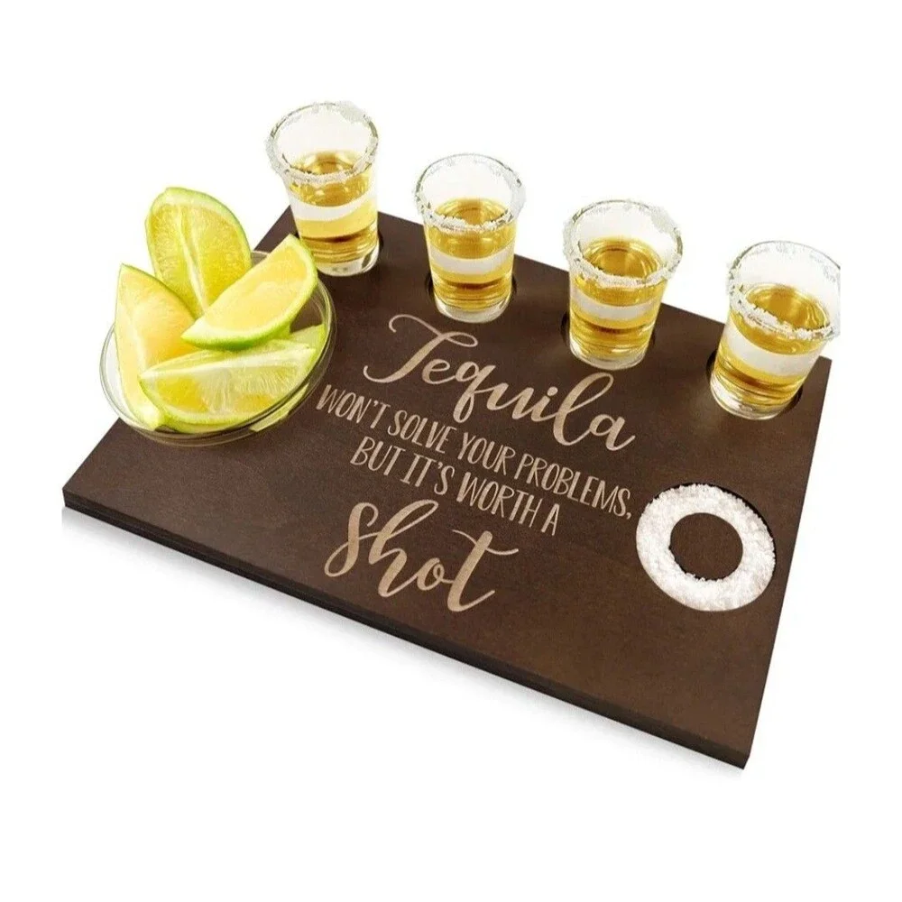 Tequila Shot Board *shot glasses and glass bowl NOT included*